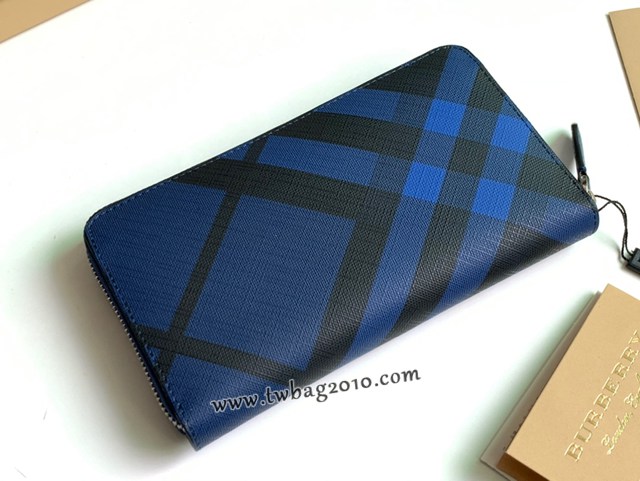 Burberry專門店新款大號男士手包 巴寶莉原廠pvc煙熏格紋拉鏈長錢包 yxb1462